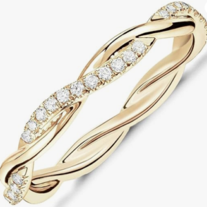14K Gold Plated Cubic Zirconia Twisted Rope Eternity Band
